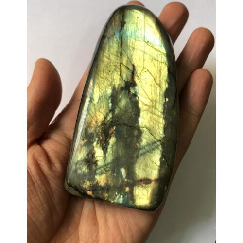Polished Labradorite Gem Stone Palm-Madagascar Labradorite- Self Standing,One Pack 3"