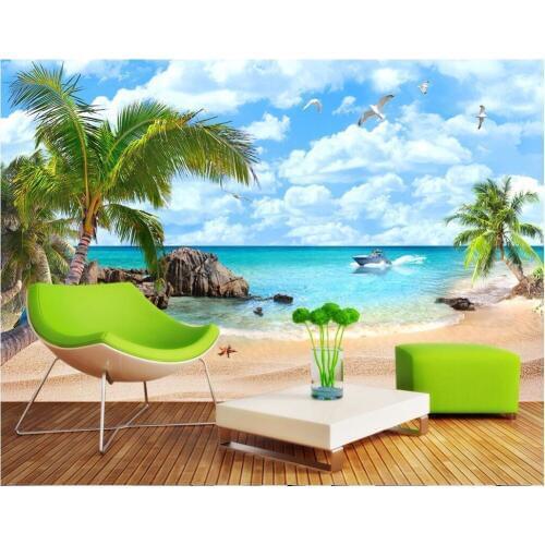 Custom photo designs 3d wall murals wallpaper Seaview Mediterranean beach painting decor picture wallpapers for living room