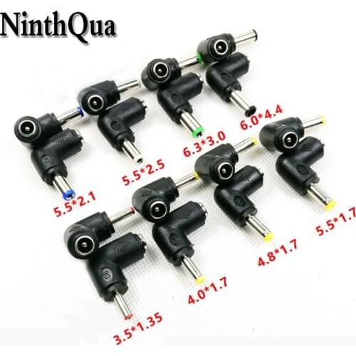 DC Connector 5.5 x 2.1mm Female to 3.5 x 1.35、 4.0×1.7、4.8×1.7、5.5×1.7、5.5×2.5mm Male Converter Laptop Power Adapter 90 degree