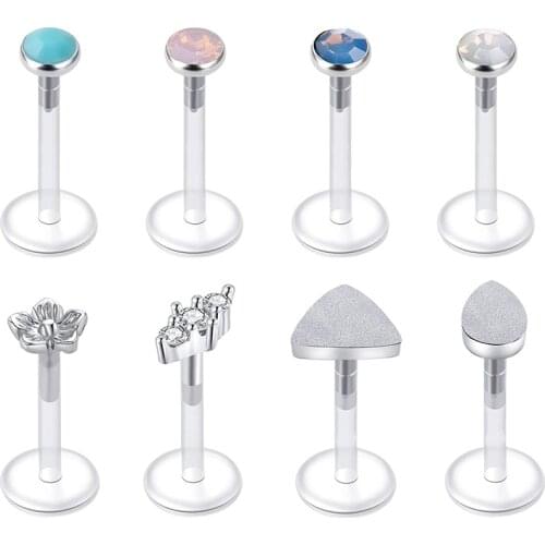 16G Lip Piercing Helix Earring Surgical Steel Bioflex Tragus Cartilage Lip Rings Zircon Labret Stud Barbell Piercing Jewelry