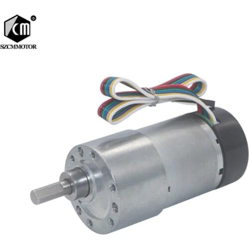 12V 24V DC 7-1600RPM 37mm Gearbox High Torque Eccentric Shaft Gear Motor With Hall Encoder Geared Motors with protective cap