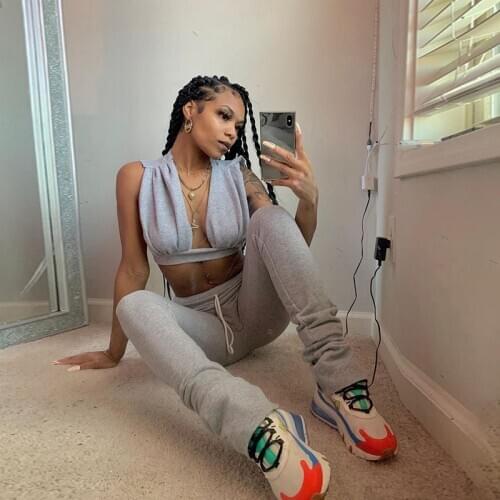 Sports Sexy Summer Two Piece Set Women Crop Top Stacked Pants Tracksuit Plus Size Women Clothing Lounge Wear 2020 Dropshipping
