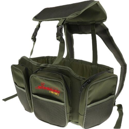 Fishing Seat Box Backpack Fishing Camping Tackle Bag Seat Box Bag Army Green