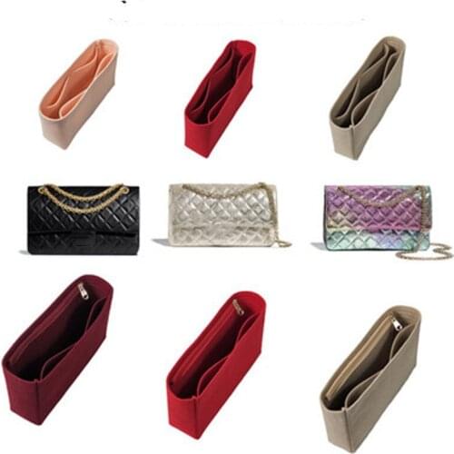For CC 2.55 Flap Handbag Felt Cloth Insert Bag Organizer Makeup Handbag Organizer Travel Inner Purse Portable Cosmetic Bags
