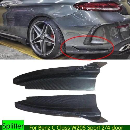 Carbon Fiber Rear Diffuser Splitter Bumper Lip Corner Flaps for Mercedes-Benz C Class W205 C43 AMG Sport Coupe Sedan 2015-2019