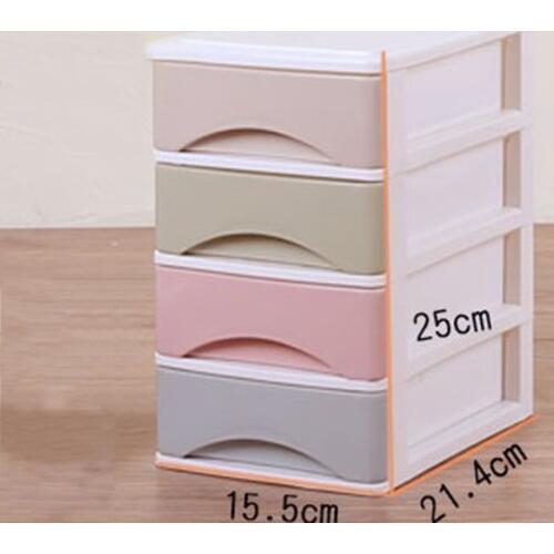 Macaron Color Drawers Four/Three Layers Draw-out Desk Storage Box Container Organizer - Color Random