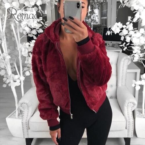 Women Fur Jacket Solid Fluffy Faux Fur Coat Women Hooded Neckline Long Sleeve Zipper Ribbed Teddy Coat Casual Warm Outerwear 3XL