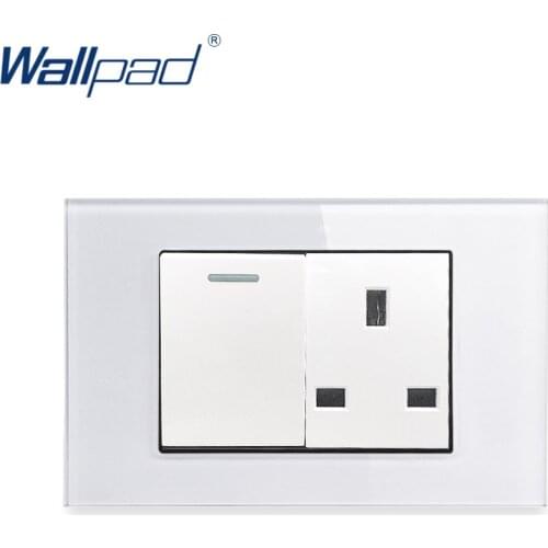 1 Gang 2 Way 3 Pin UK 13A Socket Wallpad Luxury Tempered Glass Panel Electric Wall Power Socket Electrical Outlets For Home 13A