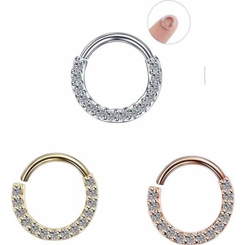 1ps Copper material Zircon nose nail nose ring 0-shaped Ear Ring Labret Lip Earring universal body piercing jewelry