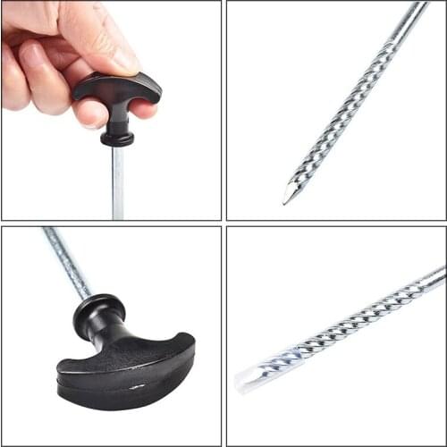 10Pcs Tent Awning Camping Heavy Duty Screw Ground Pegs Pro Hooks Windproof Drilling Lengthened And Thick T-shaped Steel Nails