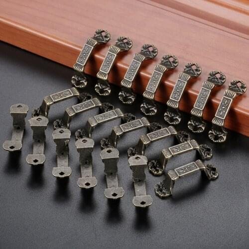 20Pcs 40*10mm Antique Bronze Drop Handle Pulls Chinese Wardrobe Cabinet Drawer Push Pull Door Handles & Knobs Furniture Hardware