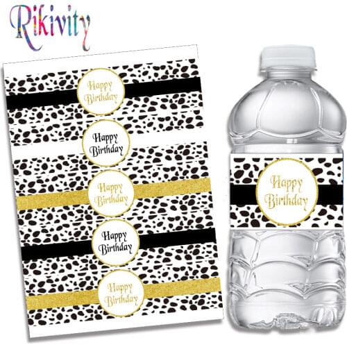 20 Pcs Black White Gold Cow Water Bottle Wine Labels Candy Bar Wrapper Baby Shower Birthday Christmas Party Decoration Supplies