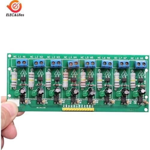AC 220V 8 Channel MCU TTL Level Optocoupler Isolation Test Board Isolated Detection Tester Module PLC Processors
