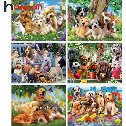 Huacan Diamond Embroidery 5D Dog DIY Diamond Painting Kit Animals Mosaic Cross Stitch Personalized Gift Decoration For Home