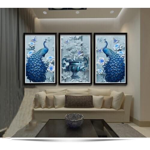 2018 New Arrival Home Decorative Diamond painting Peacock DIY 3D diamond embroidery animal cross stitch handcrafts wallpaper