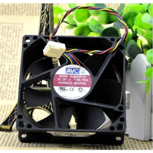 AVC 8025 0.50A DL08025R12U 12V 4 pin / line CPU chassis PWM speed cooling fan