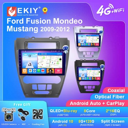EKIY IPS Android 9.0 Car Radio For Ford Fusion Mondeo Mustang 2009-2012 Navigation GPS Multimedia Video Player Wifi BT Stereo FM