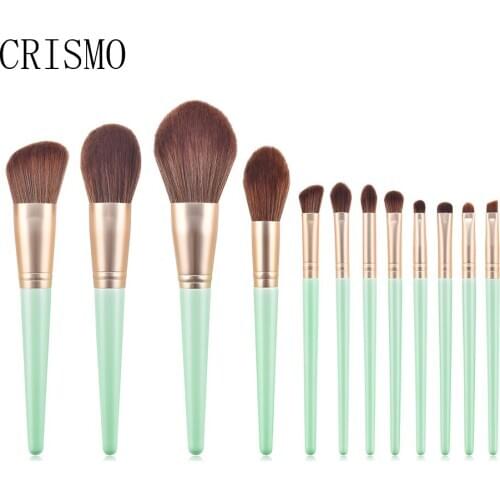 CRISMO 12PCS Soft Synthetic Hair Makeup Brushes Eyeshadow Blending Powder Concealer Micro Fibre Cosmetic Brush Set