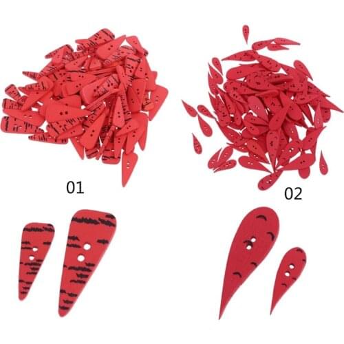100Pcs Carrot Nose Buttons 2Holes Wood Buttons for Crafting Sewing Embellishment N1HF