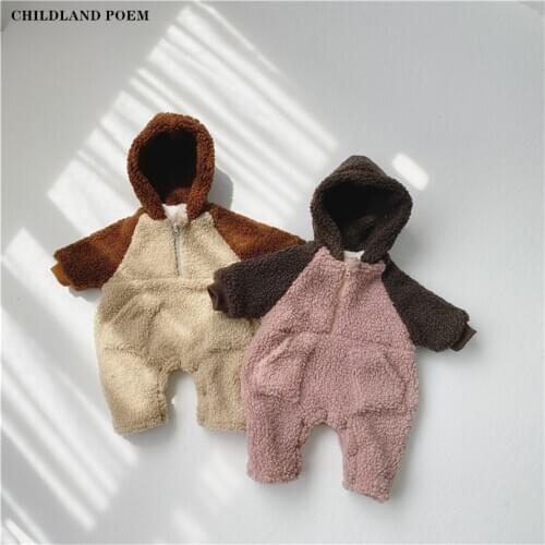 Baby Romper Overalls Winter Baby Clothes Newborn Thick Velvet Hooded Baby Boy Romper Infant Baby Jumpsuit For Boy Girls Romper