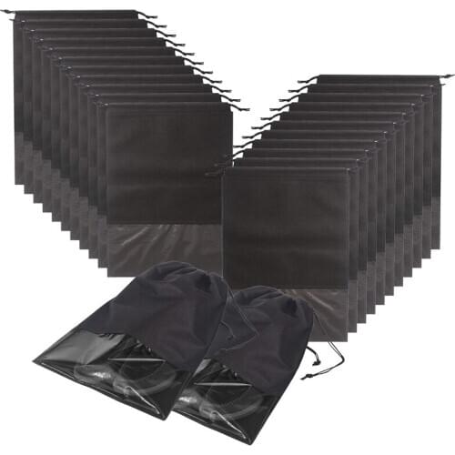 24Pcs Travel Shoe Bags Waterproof Non-Woven With Rope For Men And Women Large Shoes Storage Pouch Organizers
