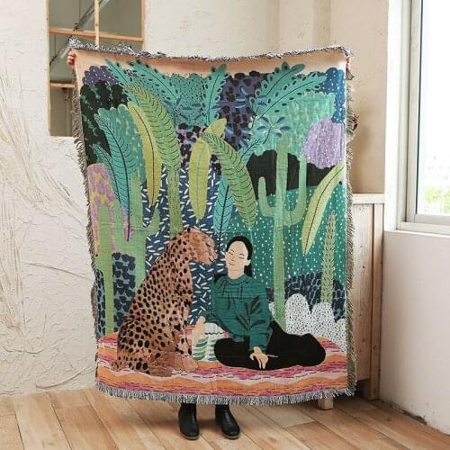 Jungle Sofa Blanket for Babies Home Decor Wall Hanging Outdoor Tent Camping Polyester Cotton Blanket Babies Accessories Newborn