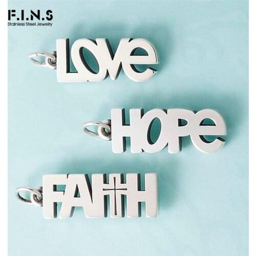 F.I.N.S Stainless Steel LOVE HOPE FAITH Vintage Silver Color Letters Pendants For Bracelet Necklace Jewellry Making Accessories