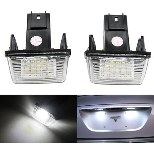 2Pcs/Set HAUSNN LED License Plate Lamp 18SMD White Color Replacements for Peugeot 206 207 306 307 308 406 407 Partner