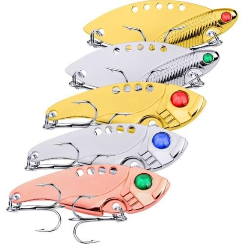 Metal VIB Fishing Lures 65mm 11g Vivid Vibrations Spoon Lure Fishing Bait Bass Artificial Hard Bait VIB Bait 3D Eyes