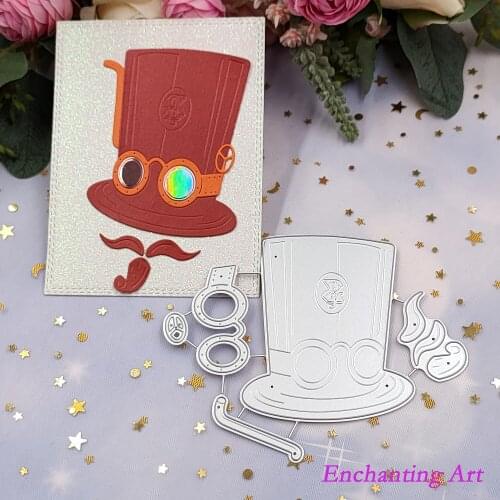 Steampunk hat and mustache Metal Cutting Dies 2021 Stencils for DIY Scrapbooking/Photo Album Decorative Embossing Paper Cards