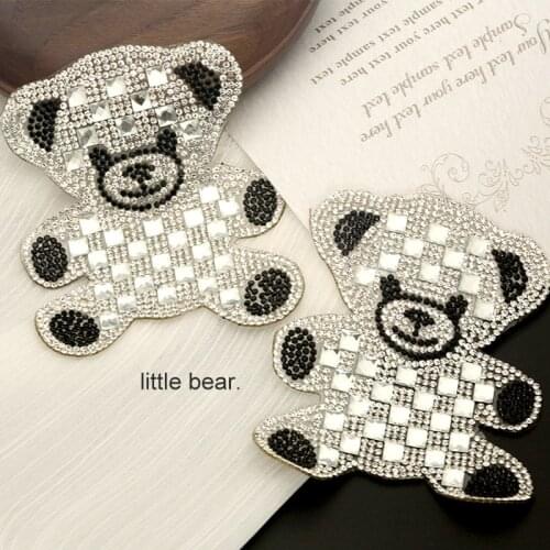 Rhinestone Bear Diamond Cute Cartoon Iron on Patches for Clothing Children Anime Appliques Transfer Accessories