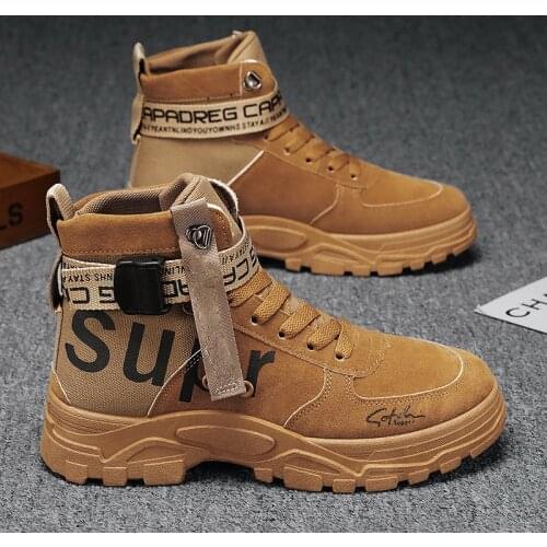 Fashion Casual Motorcycle Ankle Botas Martin Boots Men British Canvas Shoes Boots High-top Tooling Winter Shoes Tide Boots