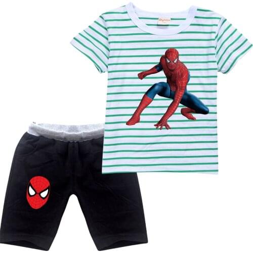 Spider-Man new summer dress European and American style cartoon print casualshort sleeve suit