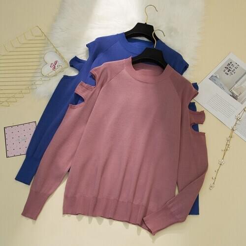 Fall Pink Loose Female 2020 Winter Clothes Knitted Sweater Sexy Off Shoulder Sweaters Women Pullovers Long Sleeve Korean Sweater
