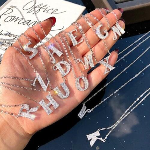 Handmade 26 Letters Pendants Clavicle Chain Pave Wedding Pendant Necklace for Women Bridal Party jewelry