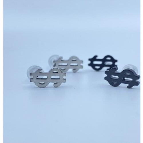 Net red dollar sign earrings ins hip-hop personality street simple male and female students fashion trendy earrings