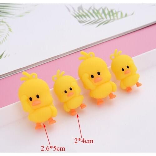 10 Pcs Cute Yellow Dancing Duck Charm Rubber Keychain Bag Car Pendant DIY Handmade Making Accessories Cartoons Jewelry
