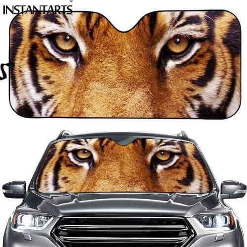 INSTANTARTS Windshield Sun Shade for Car 3D Tiger Auto Sun Shade Car Window Blind Universal Animal Front Windshield Gloss Shade