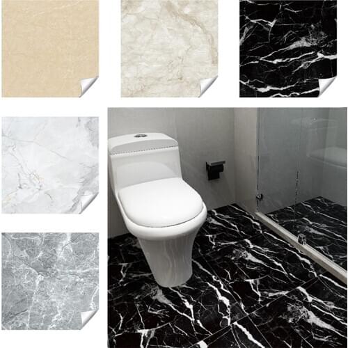 Modern Self Adhesive Tiles Floor Stickers Marble Bathroom Ground Wallpapers PVC House Renovation Decals Wall Sticker Room Decor