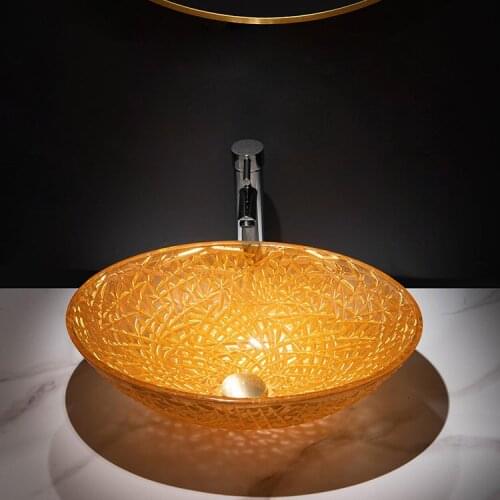 Bathroom home balcony glass washbasin creative oval coloring custom art wash basin washbasin bathroom basin