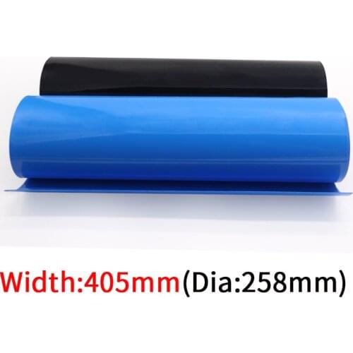 Dia 255mm PVC Heat Shrink Tube Width 400mm Lithium Battery Insulated Film Wrap Protection Case Pack Wire Cable Sleeve Black Blue