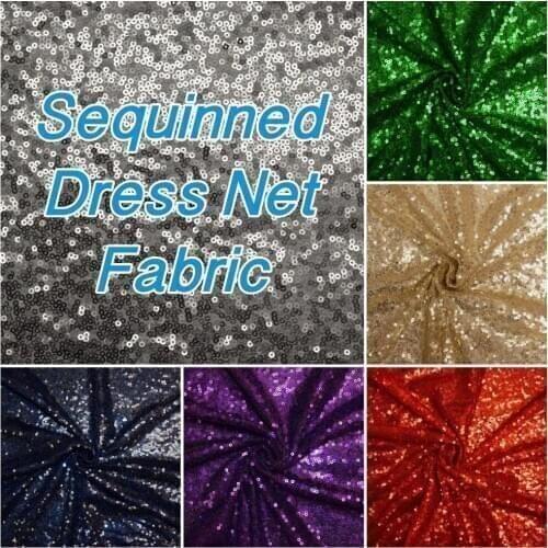 3mm Sewn On Sequins On Net Fabric 48" Wide Dress Fabric M79