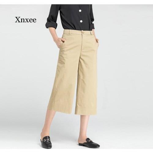 High Waist Straight Suit Cropped Trousers Spring Autumn New Womens Ol Casual Japanese Fashion Wide Leg Pants Commute Clothing