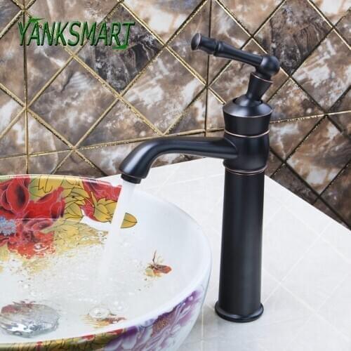 YANKSMART Oil Rubbed Bronze Europe Artist Bathroom Wash Basin Sink Single Handle Vessel Cold & Hot Mixer Water Faucets Tap