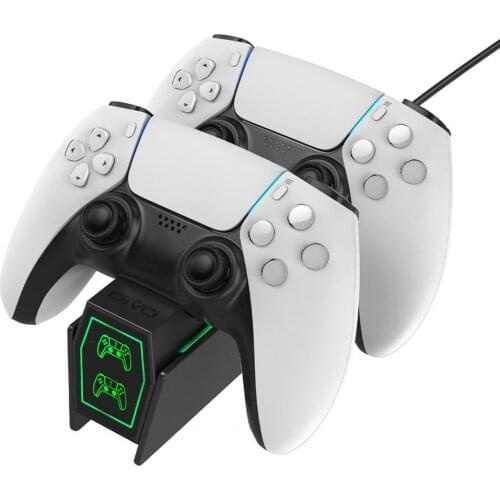 Dual Port Gamepad Charging Dock with LED Light Type-C Cable for PS5 Controller Wear a separate switch behind the charging base