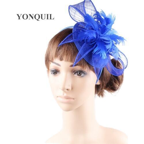 Nice Sinamay Fascinator Hats Flower Feathers Hat Chapeau For Women Headpiece Bridal Wedding Hair Accessories Banquet Millinery