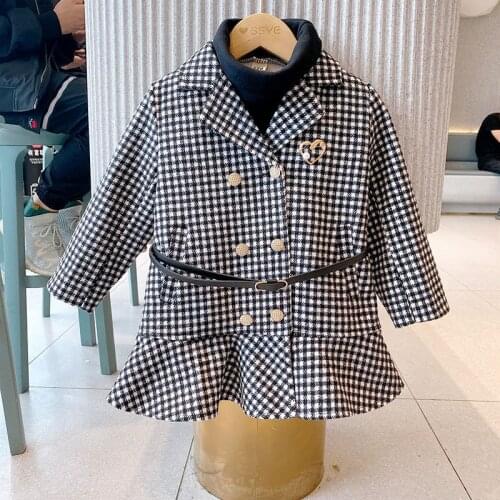 Winter Coat For Girls Thick Woolen Jacket For Girls Fashion Plaid Kids Outerwear Autumn Clothes Teenage Clothes For Girls School