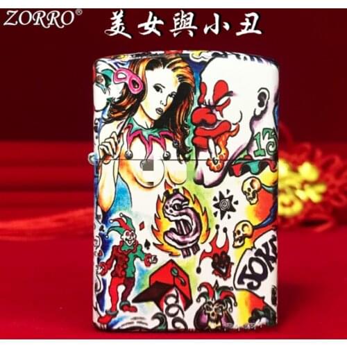 ZORRO Beauty and Jester Kerosene gasoline petroleum oil cigarette lighter Good quality outdoors Camping survival Travel igniter
