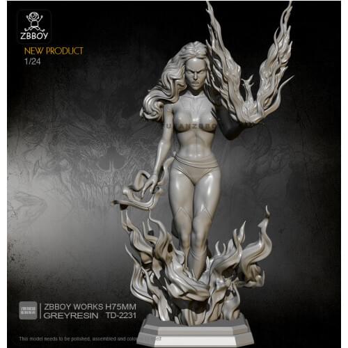 1/24 Resin Figure Kits Fire Goddess Resin Soldier Model Self-asssembled TD-2231