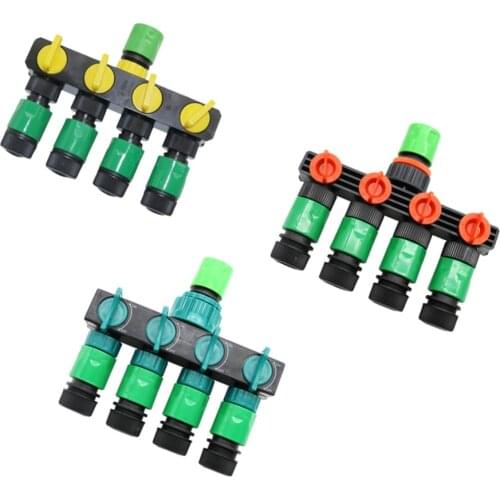 Garden 4-way Valve Hose Splitter 1/2 Inch Hose Quick Connector Greenhouse Irrigation Agriculture tools Tap Adapter 1 Set